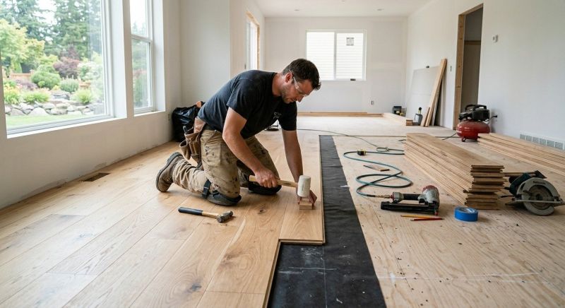 White Oak Floor Installation in Dripping Springs, TX