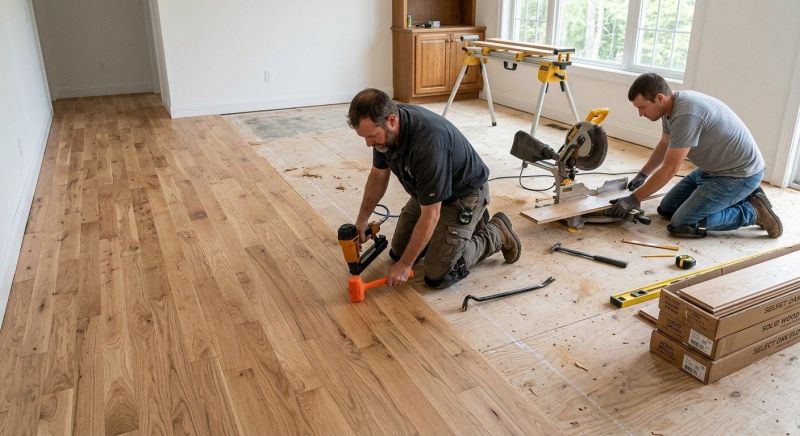 White Oak Floor Installation in Dripping Springs, TX